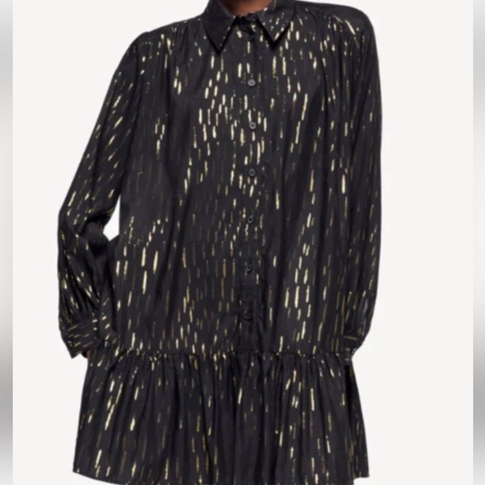 Zara Black and Gold Textured dress